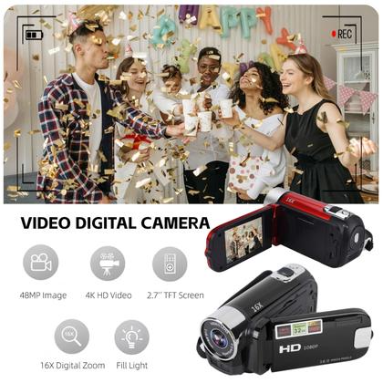 Imagem de Câmera de vlog Yoidesu Red 16MP 1080P 2,7 polegadas 16X Zoom