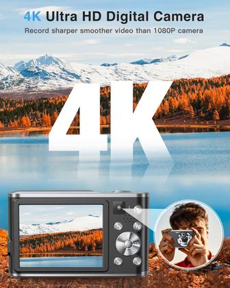 Imagem de Câmera digital Aasonida 4K 48MP com cartão de 32GB e 2 baterias pretas