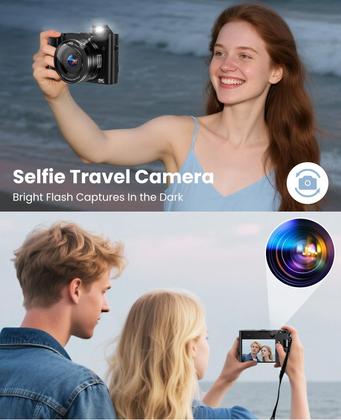 Imagem de Câmera digital Asonida 4K 64MP Vlogging de lente dupla 30FPS
