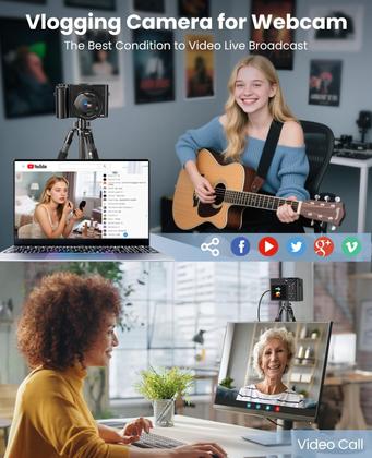 Imagem de Câmera digital Asonida 4K 64MP Vlogging de lente dupla 30FPS