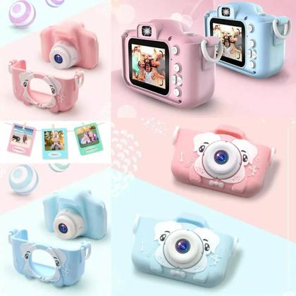 Imagem de Camera Digital Azul Infantil Mini Efeitos Fotos Voz Recarregável 13Mpx