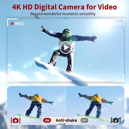 Imagem de Câmera digital Bifevsr 4K 48MP com foco automático Vlogging 16X Zoom