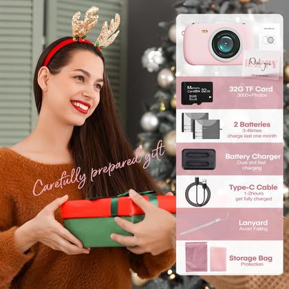 Imagem de Câmera digital Camcordy 5K 80MP 18X Zoom 2,8" Rosa