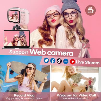 Imagem de Câmera digital Camcordy 5K 80MP 18X Zoom 2,8" Rosa