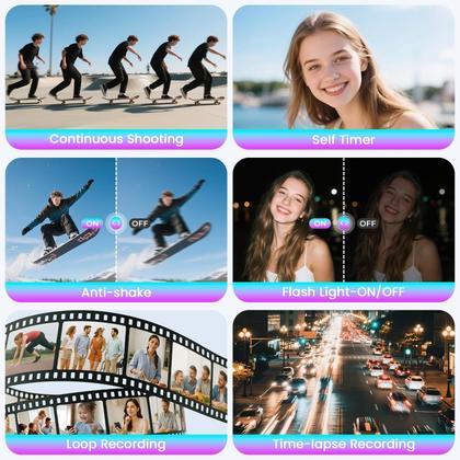 Imagem de Câmera digital CAMWORLD 4K 72MP com cartão SD de 64GB e bateria