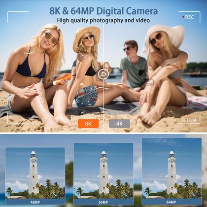 Imagem de Câmera digital FARCODLE 8K 64MP WiFi Vlogging 4" Touch Black