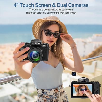 Imagem de Câmera digital FARCODLE 8K 64MP WiFi Vlogging 4" Touch Black