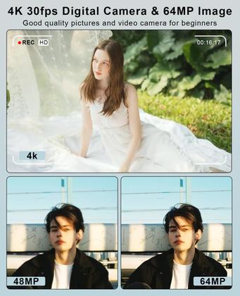 Imagem de Câmera digital FLATIC 4K 64MP com cartão de 64GB com zoom 18X