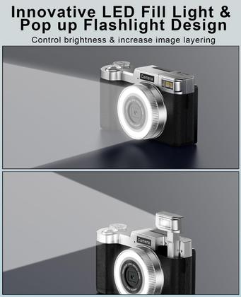 Imagem de Câmera digital FLATIC 4K 64MP com cartão de 64GB com zoom 18X