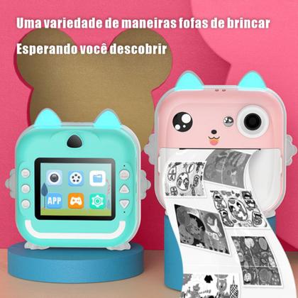Imagem de Câmera Digital Infantil De Fotografia Com Impressão Instantânea HD 