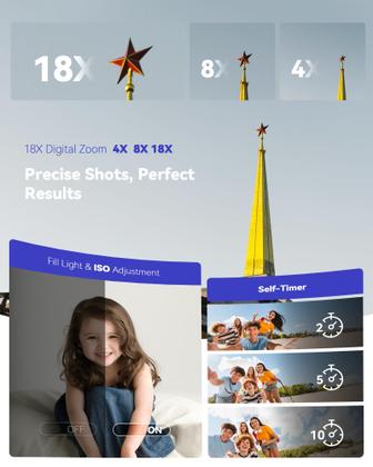 Imagem de Câmera digital Jexylon Real 2.7K de tela dupla 48MP 16x Zoom