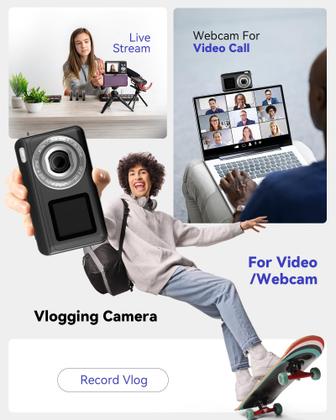 Imagem de Câmera digital Jexylon Real 2.7K de tela dupla 48MP 16x Zoom