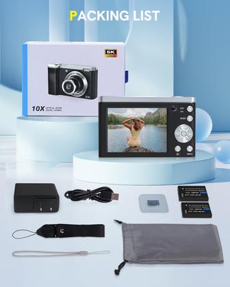 Imagem de Câmera digital Lecnippy 2024 56MP 5K, foco automático, zoom 10X