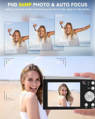 Imagem de Câmera digital Lecnippy 2024 56MP 5K, foco automático, zoom 10X