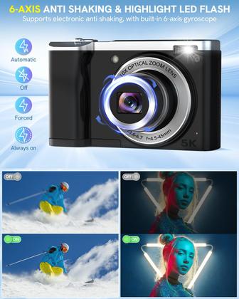 Imagem de Câmera digital Lecnippy 2024 56MP 5K, foco automático, zoom 10X