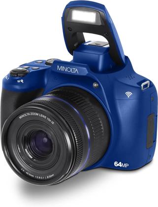 Câmera digital Minolta 64MP com foco automático 10x Zoom 4K azul ...