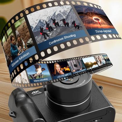 Imagem de Câmera digital Monitech 48MP 4K Video Vlogging 180 Flip