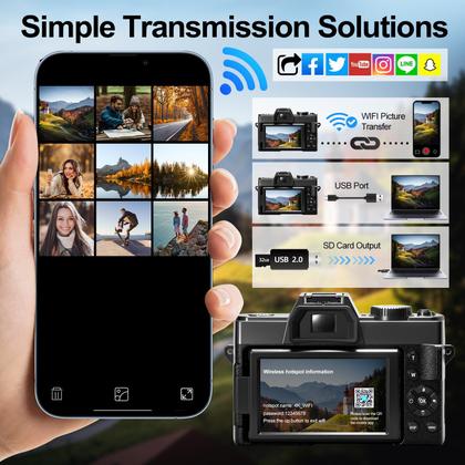 Imagem de Câmera digital Monitech 48MP 4K Video Vlogging 180 Flip