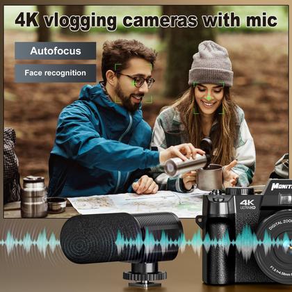 Imagem de Câmera digital Monitech 48MP 4K Video Vlogging 180 Flip