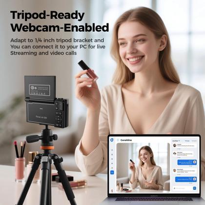 Imagem de Câmera digital QIUOIO 4K 64MP com tela flip de zoom 16X