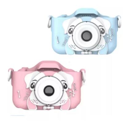 Imagem de Camera Digital Rosa Infantil Mini Efeitos Fotos Voz Recarregável Com Capa Proteção Cachorro Jogos