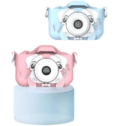 Imagem de Camera Digital Rosa Infantil Mini Efeitos Fotos Voz Recarregável Com Capa Proteção Cachorro Jogos
