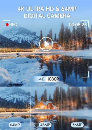 Imagem de Câmera digital WABL 4K 64MP UHD com telas duplas com zoom 18X branco