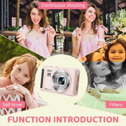 Imagem de Câmera digital YiFuar 5K 72MP com zoom 16X para crianças com 32GB SD