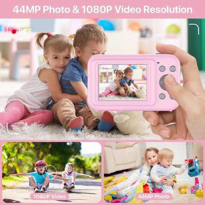Imagem de Câmera digital zheozeig Kids 44MP 1080P Point Shoot Vlogging