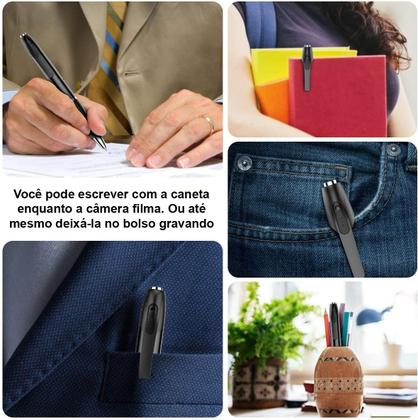 Imagem de Câmera Disfarçada Caneta + 64GB Escuta Gravador de voz e video Filma HD Secreta escondida Z26