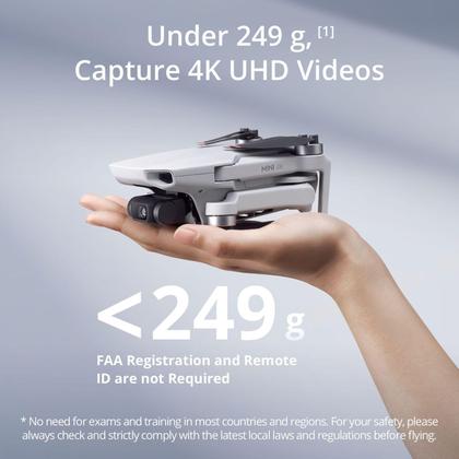 Imagem de Câmera Drone DJI Mini 4K UHD com 2 baterias, voo de 62 minutos