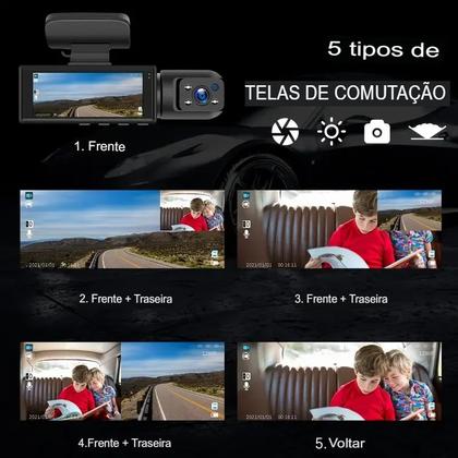Imagem de Câmera Dupla 1080P, frontal e interna, gravação em loop, DVR de carro grande angular