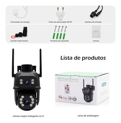 Imagem de Câmera Dupla 3mp3mp Full HD Wifi Segurança vigilância Zoom Externa noturna Camera IP prova dágua