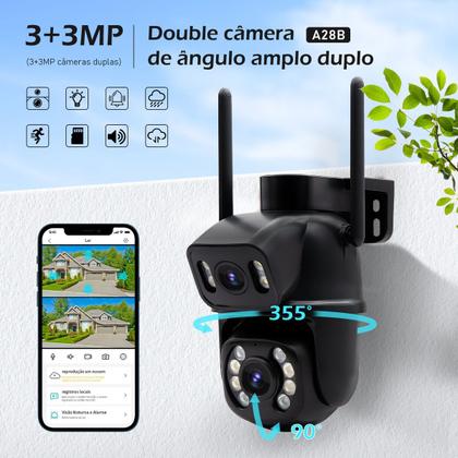 Imagem de Câmera Dupla 3mp3mp Full HD Wifi Segurança vigilância Zoom Externa noturna Camera IP prova dágua