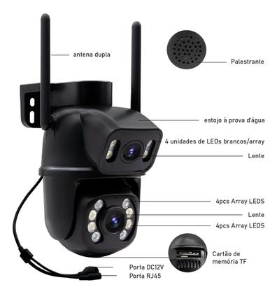 Imagem de Câmera Dupla 3mp3mp Full HD Wifi Segurança vigilância Zoom Externa noturna Camera IP prova dágua