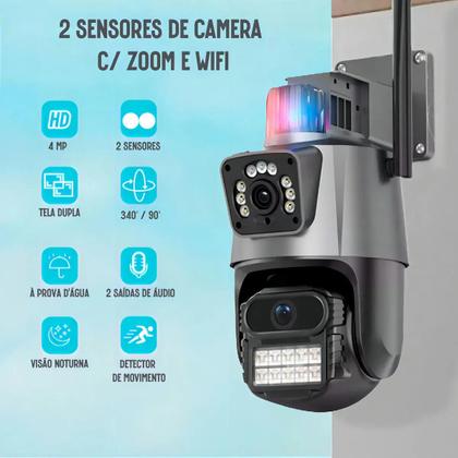 Imagem de Camera Dupla Com Sirene 4k Camera Ip Camera Wireless Camera De Segurança Wifi 8 Mp Lente Dupla Zoom Vigilância Detecta Pessoas Dispara Alarme