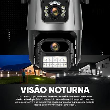 Imagem de Camera Dupla Com Sirene 4k Camera Ip Camera Wireless Camera De Segurança Wifi 8 Mp Lente Dupla Zoom Vigilância Detecta Pessoas Dispara Alarme