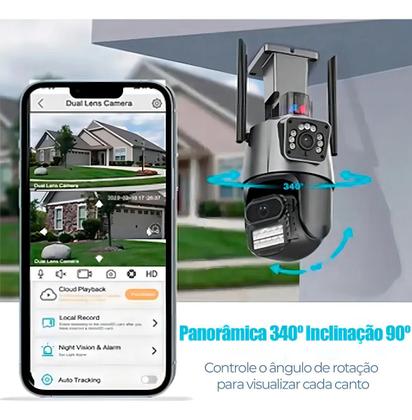 Imagem de Camera Dupla Com Sirene 4k Camera Ip Camera Wireless Camera De Segurança Wifi 8 Mp Lente Dupla Zoom Vigilância Detecta Pessoas Dispara Alarme