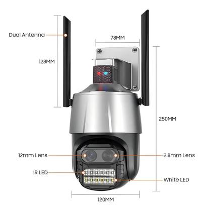 Imagem de Camera Dupla Com Sirene 4k Camera Ip Camera Wireless Camera De Segurança Wifi 8 Mp Lente Dupla Zoom Vigilância Detecta Pessoas Dispara Alarme