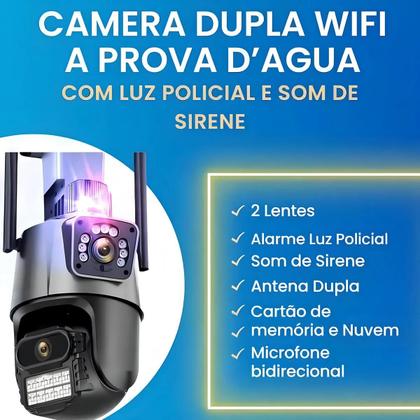 Imagem de Camera Dupla Com Sirene 4k Camera Ip Camera Wireless Camera De Segurança Wifi 8 Mp Lente Dupla Zoom Vigilância Detecta Pessoas Dispara Alarme