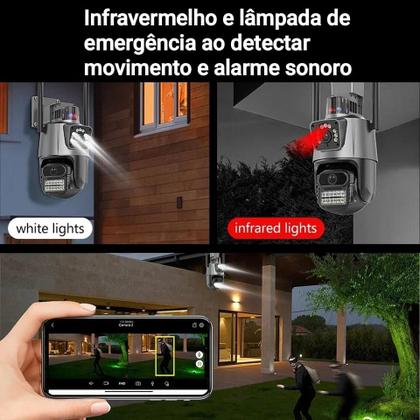 Imagem de Câmera Dupla WiFi 6MP Full HD 4K com Alarme Integrado Detecção Humana e Reconhecimento de moviment Visão Noturna Sirene Integrada Áudio Bidirecional