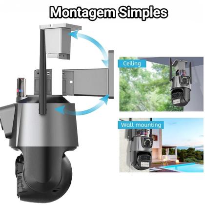 Imagem de Câmera Dupla WiFi - 6MP Full HD 4K com Alarme Integrado Detecção Humana e Reconhecimento Facial + Cartão de Memória