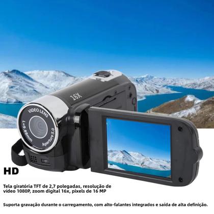 Imagem de Câmera DV 48MP 4K Com Tela Rotativa De 27 Polegadas, Zoom Digital De 16x, Cabo USB