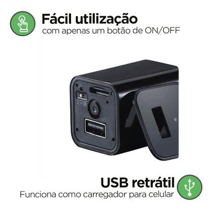 Imagem de  Câmera Espiã Disfarçada de Carregador com Sensor de Movimento