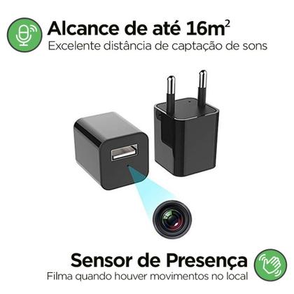 Imagem de  Câmera Espiã Disfarçada de Carregador com Sensor de Movimento