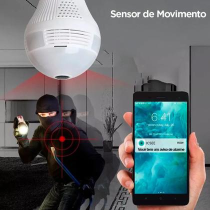 Imagem de Câmera Espiã Disfarçada de Lâmpada LED WIFI 360 com Cartão 16GB