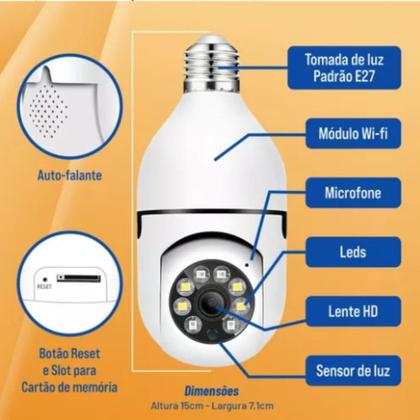 Imagem de Camera Espiã Ip Inteligente Lampada Panoramica Yoosee Wifi