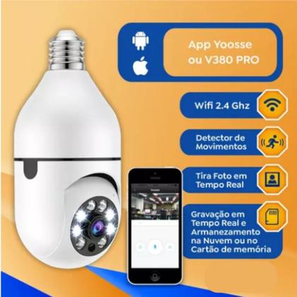 Imagem de Camera Espiã Ip Inteligente Lampada Panoramica Yoosee Wifi