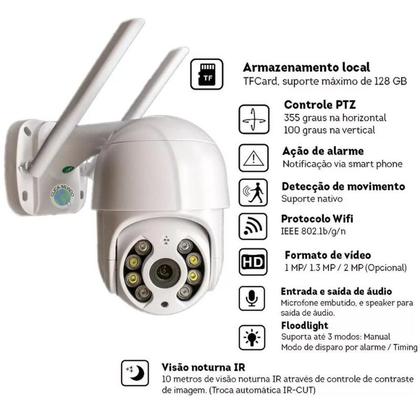 Imagem de Câmera Externa Interna Wi-fi Ip Smart Prova D'água Com Rastreamento e Infravermelho Full Hd App Yoosee Cor Branco