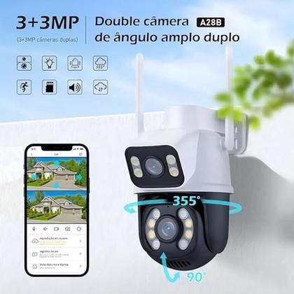 Imagem de Camera Externa Ip a Prova D'água Wifi Dupla 2 Em 1 com Visao Noturna C/ Infravermelho YOOSEE